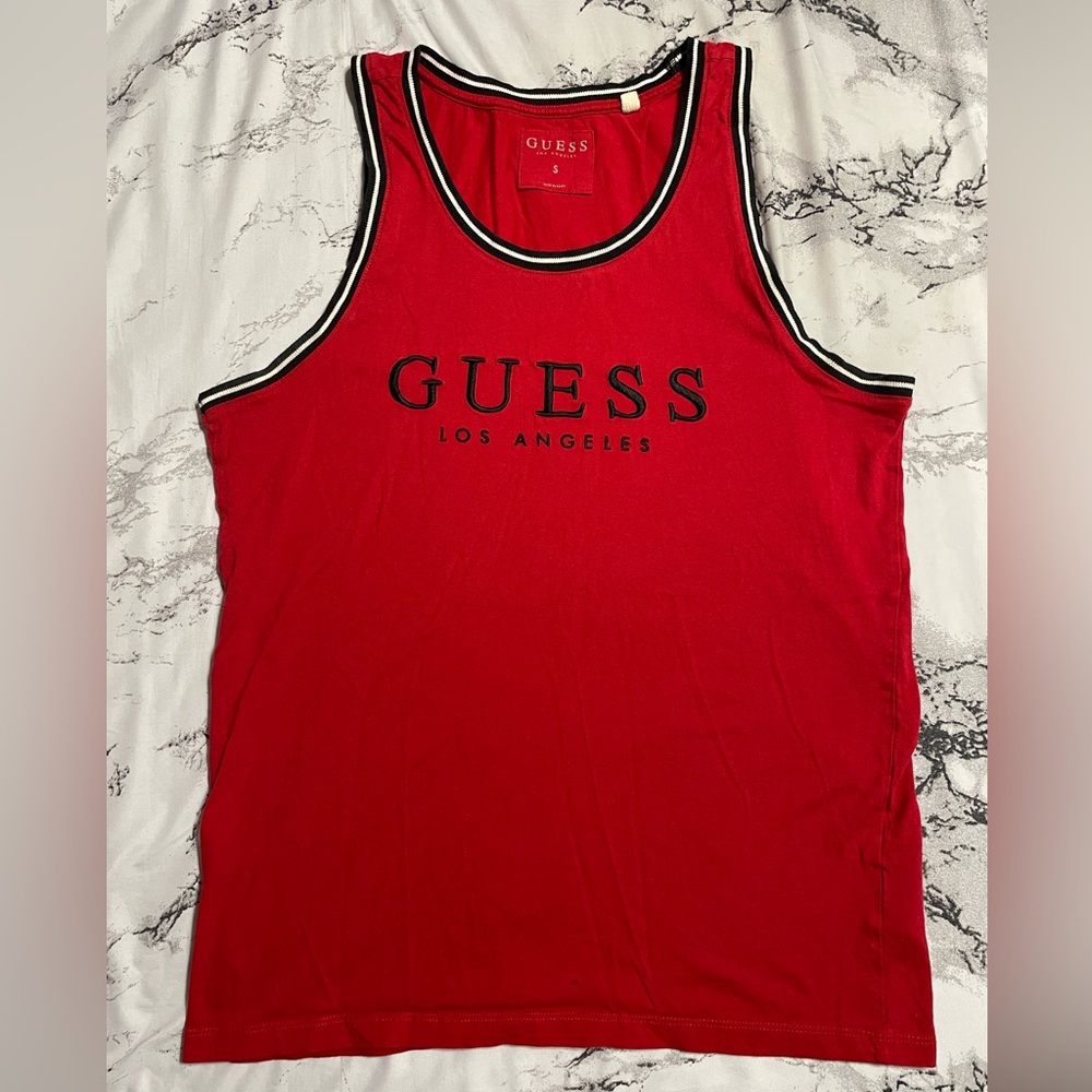 Guess Men’s Red Sleeveless Tank Top